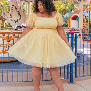 Jessakae Yellow TeaCup Dress – 3X – Smocked Bodice – Tea Party Style